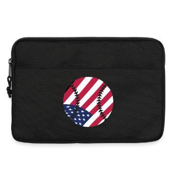 USA Patriotic Softball American Flag Sports Art - Laptop bag 13" - black - Front