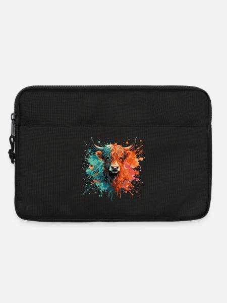 Highland Cattle Watercolor Painting – Color Splash Animal Art - Laptop bag 13" - black