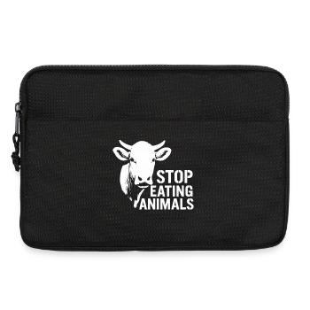 Kuh-Silhouette Stop Eating Animals - Laptoptasche 13" - Schwarz - Vorne