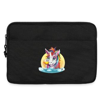 Colorful Unicorn with Wine - Laptop bag 13" - black - Front