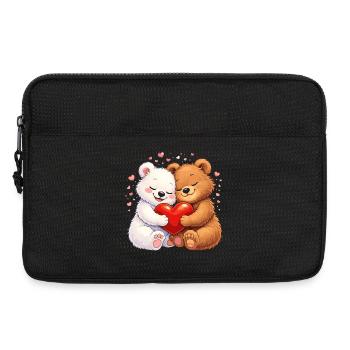 Ours amoureux du cœur – motif de la Saint-Valentin - Sacoche pour ordinateur portable 13 pouces - noir - Devant