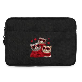 Valentine's cats with heart glasses and sweaters - Laptop bag 13" - black - Front