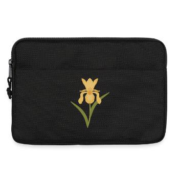 Floraison d’iris doré sur fond vert - Sacoche pour ordinateur portable 13 pouces - noir - Devant