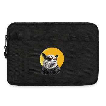 Sonnen Schaf im Hoodie mit Sonnenbrille - Laptoptasche 13" - Schwarz - Vorne