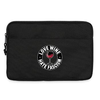 J’aime le vin, je déteste le fascisme - Produits dérivés antifascistes - Sacoche pour ordinateur portable 13 pouces - noir - Devant
