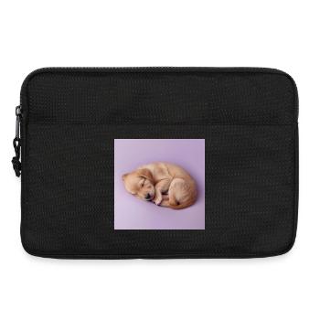 Sleeping Puppy on Lilac Background - Laptop bag 13" - black - Front