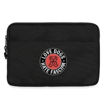 J’aime les chiens, je déteste le fascisme - Produits dérivés antifascistes - Sacoche pour ordinateur portable 13 pouces - noir - Devant