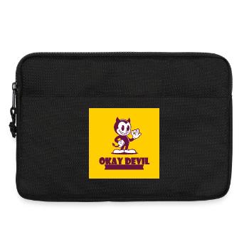 D’accord, mascotte Devil sur jaune - Sacoche pour ordinateur portable 13 pouces - noir - Devant