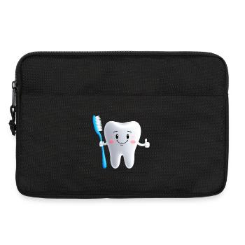 Lächelnder Zahn mit Zahnbürste - Laptoptasche 13" - Schwarz - Vorne