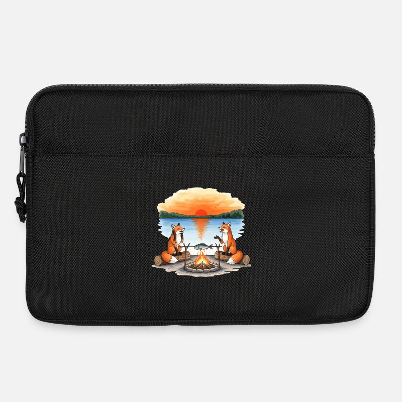Fox Campfire at Sunset by Lake - Laptop bag 13" - black