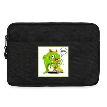 Poisson-chat déguisé en chat en train de sucer des nouilles - Sacoche pour ordinateur portable 13 pouces - noir - Devant