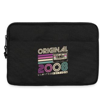 18e anniversaire cadeau rétro vintage 2008 - Sacoche pour ordinateur portable 13 pouces - noir - Devant