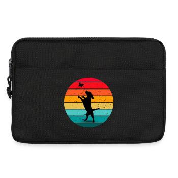 Hund Schmetterling Wald Retro Sonnenuntergang  - Laptoptasche 13" - Schwarz - Vorne