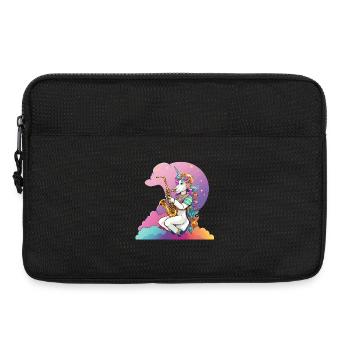 Saxophon Unicorn im Regenbogen - Laptoptasche 13" - Schwarz - Vorne
