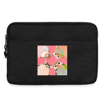 Four owls in a circle | Cute Pastel Animal Motif - Laptop bag 13" - black - Front