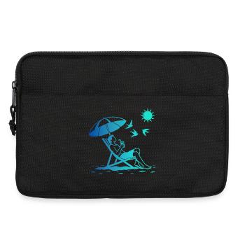 Relaxing in a deck chair on the beach - Laptop bag 13" - black - Front