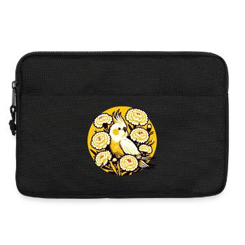 Calopsitte au milieu du cercle de pivoines - Sacoche pour ordinateur portable 13 pouces - noir - Devant