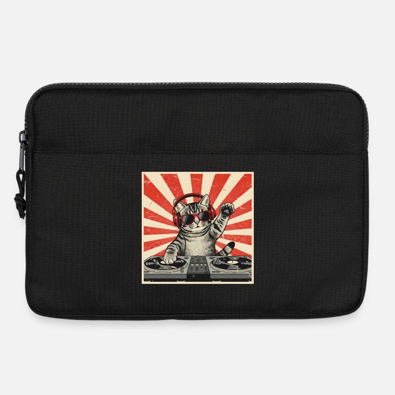 Katzen-DJ Retro Pop Art - Laptoptasche 13" - Schwarz