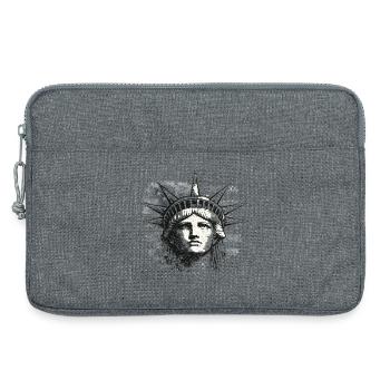 Statue de la Liberté avec drapeau américain - Sacoche pour ordinateur portable 13 pouces - gris chiné - Devant