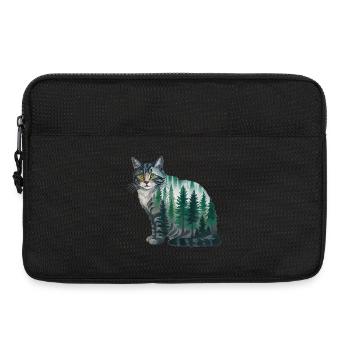 Un chat de la forêt peint à l’aquarelle Chat de la forêt - Sacoche pour ordinateur portable 13 pouces - noir - Devant