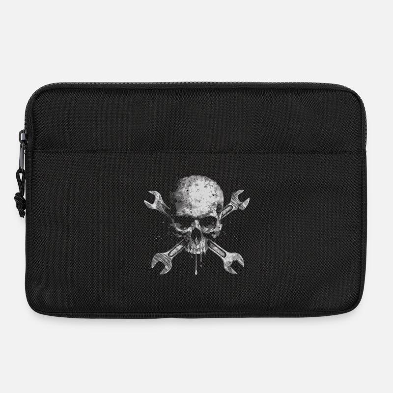Grunge Schädel mit Werkzeugen - Laptoptasche 13" - Schwarz