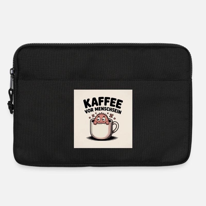 Kaffee vor Menschsein Cartoon - Laptoptasche 13" - Schwarz