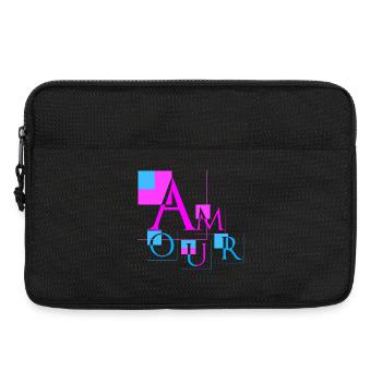 Amour Géométrique | Design Rose & Bleu Moderne - Sacoche pour ordinateur portable 13 pouces - noir - Devant