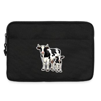 Cow with Calf – Loving Farm Illustration - Laptop bag 13" - black - Front
