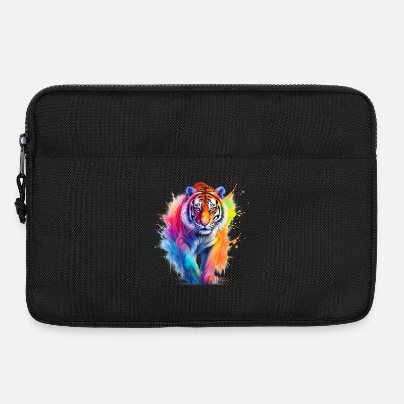 Regenbogen Tiger im Aquarell-Farbsplash.Look - Laptoptasche 13" - Schwarz