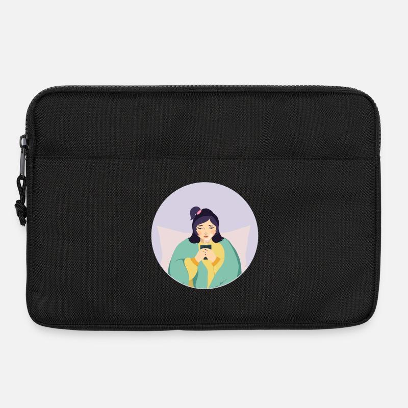 Pastellmüdes Mädchen mit Tee in gemütlicher Ecke - Laptoptasche 13" - Schwarz