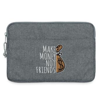 Make Money Not Friends Hustle Zitat Spruch Logo - Laptoptasche 13" - Grau meliert - Vorne