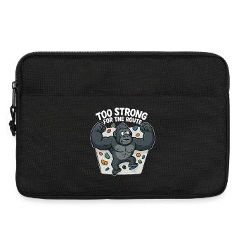 Bouldern Shirt lustig – Gorilla „Too Strong“ - Laptoptasche 13" - Schwarz - Vorne