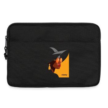 Elegant woman with hat and sunglasses - Laptop bag 13" - black - Front