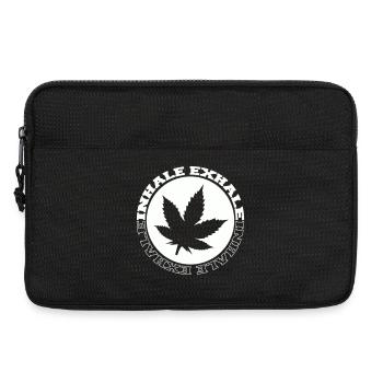 Logo rond de feuilles de cannabis - Sacoche pour ordinateur portable 13 pouces - noir - Devant