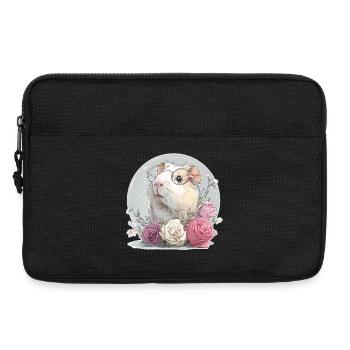 Cobaye avec des fleurs et des verres - Sacoche pour ordinateur portable 13 pouces - noir - Devant