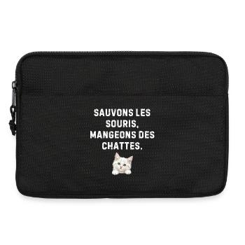 Sauvez les souris – humour chat drôle - Sacoche pour ordinateur portable 13 pouces - noir - Devant