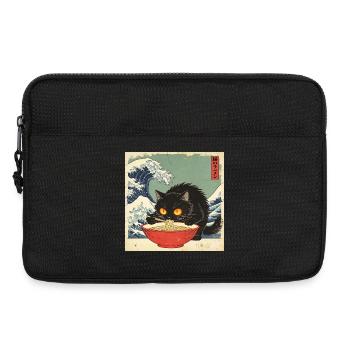 Japan Cat Ramen Noodles Retro Wave Pattern - Laptop bag 13" - black - Front