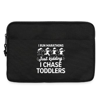Je cours des marathons, je plaisante, je poursuis les tout-petits - Sacoche pour ordinateur portable 13 pouces - noir - Devant