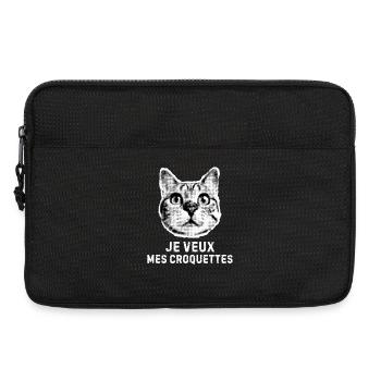 Je veux mes croquettes – humour chat - Sacoche pour ordinateur portable 13 pouces - noir - Devant