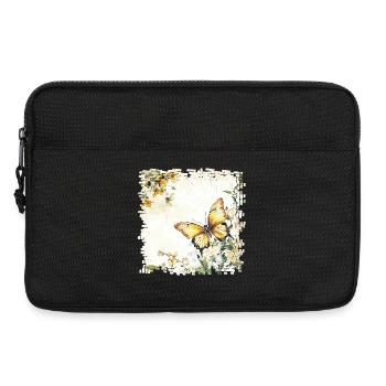 Watercolor butterfly in spring garden - Laptop bag 13" - black - Front