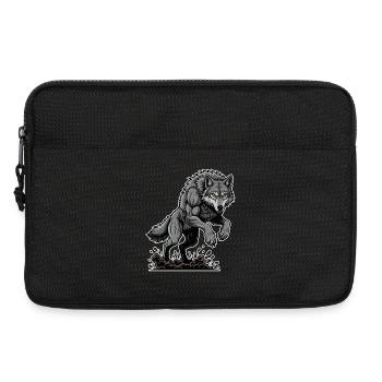 Werwolf Mighty Racing Maskottchen Wolf - Laptoptasche 13" - Schwarz - Vorne