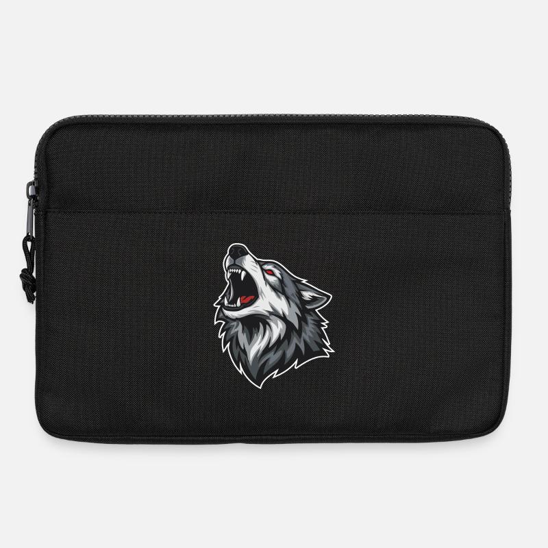 Wild Wolf Howling Red-Eyes Wolf Mascot - Laptop bag 13" - black