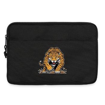 Jaguar Leopard Wild Racing Mascot Predator - Laptop bag 13" - black - Front