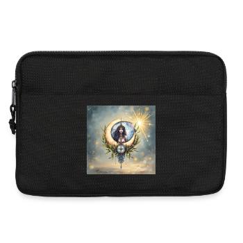 Mondgöttin im Blumenhalbmond - Laptoptasche 13" - Schwarz - Vorne