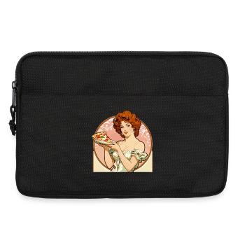 Pizza-Girl vintage Pin-Up dans le style Art nouveau - Sacoche pour ordinateur portable 13 pouces - noir - Devant