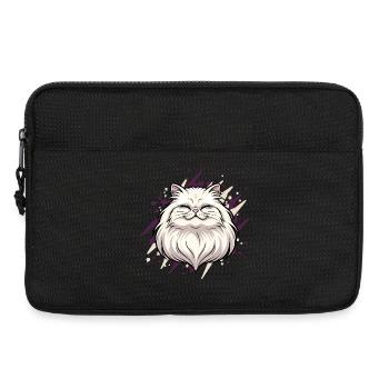 Tête de chat joyeuse avec des touches de couleur - Sacoche pour ordinateur portable 13 pouces - noir - Devant