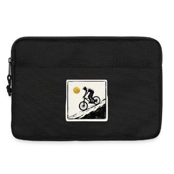 Mountainbiker Holzschnitt Goldene Sonne - Laptoptasche 13" - Schwarz - Vorne