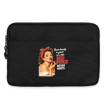 Pin-Up Girl Rétro Design : rouge à lèvres rouge - Sacoche pour ordinateur portable 13 pouces - noir - Devant