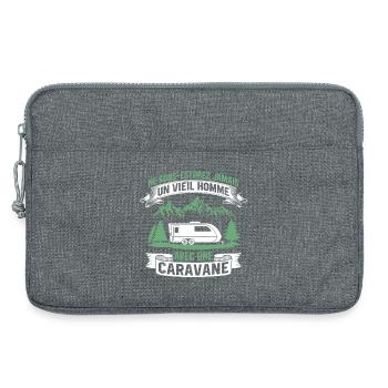 un vieil homme avec une caravane  - Sacoche pour ordinateur portable 13 pouces - gris chiné - Devant
