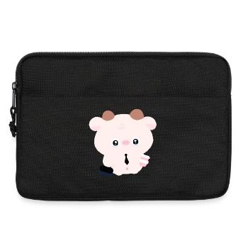 Kawaii-Kuh im Gleichstand mit Kaffee - Laptoptasche 13" - Schwarz - Vorne